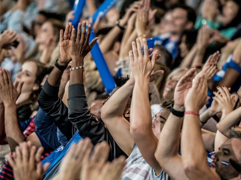 People in a stadium 