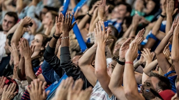 People in a stadium 