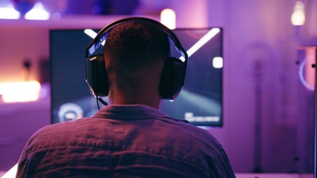 guy playing video game